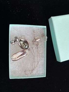 Touchstone Crystal Silver-Tone Necklace with Clear and Smoky Crystals